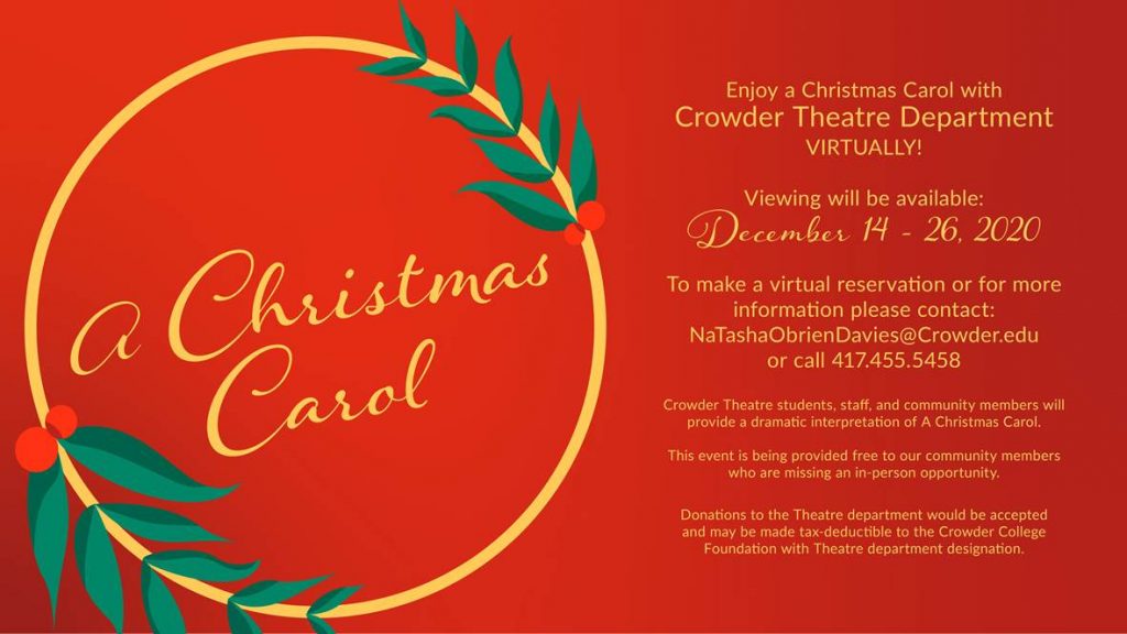 Crowder College to Host Virtual Showing of A Christmas Carol