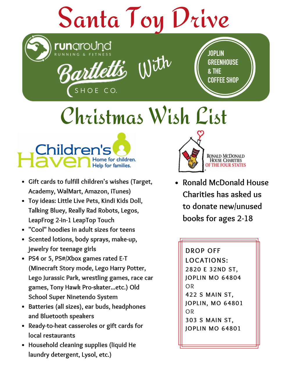 Runaround Running & Fitness, Bartlett Shoe Company, and Joplin