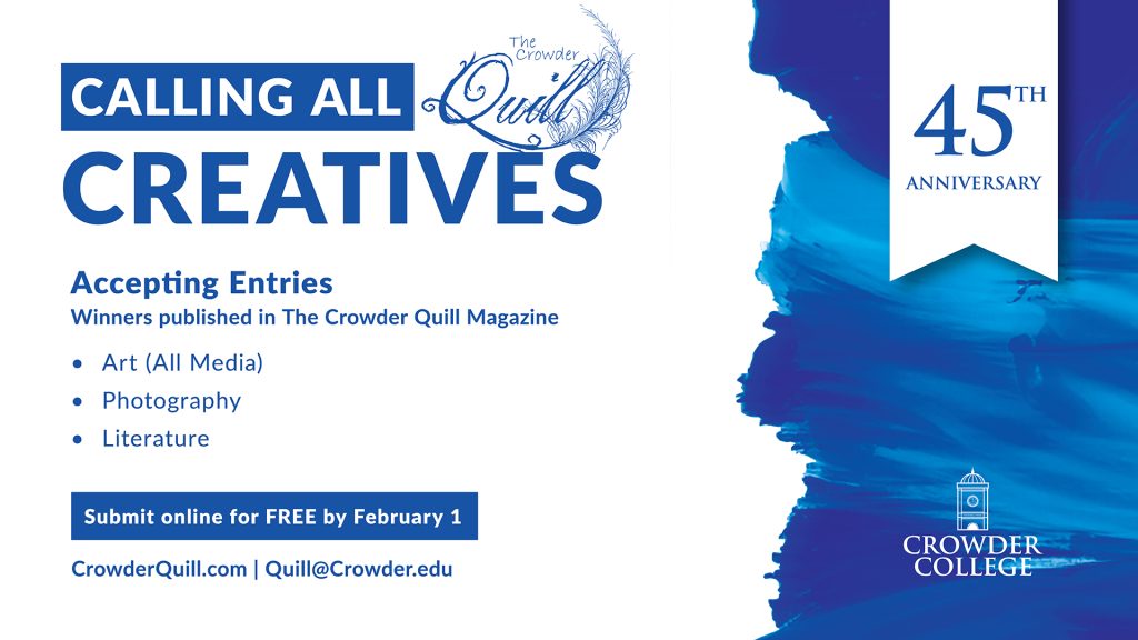Crowder College Opens 45th Anniversary Literary-Art Contest for 'Crowder Quill'