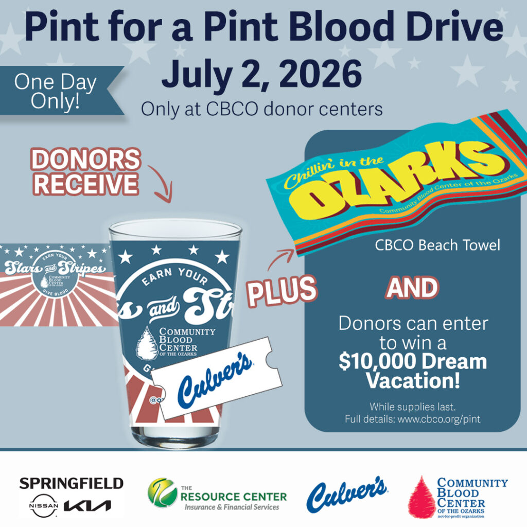 Give Blood This Summer With Community Blood Center of the Ozarks and Enjoy Seasonal Donor Perks