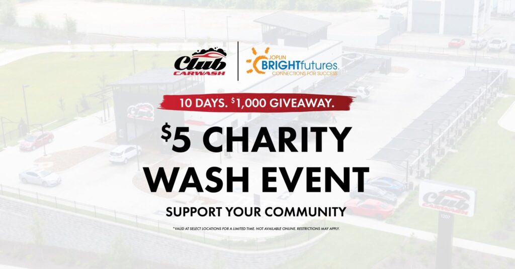 Club Car Wash Hosting $5 Charity Wash Event from June 26 to July 5 Benefiting Bright Futures Joplin